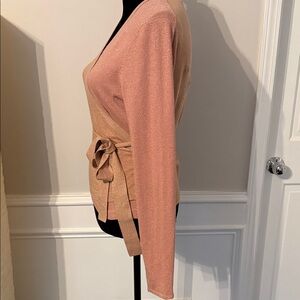 Diane Von Furstenberg Sparkling Wrap Top in Peach and rose gold. Size XL NWT.